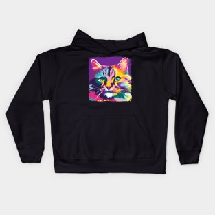 Siberian Cat Pop Art - Cat Lover Gift Kids Hoodie